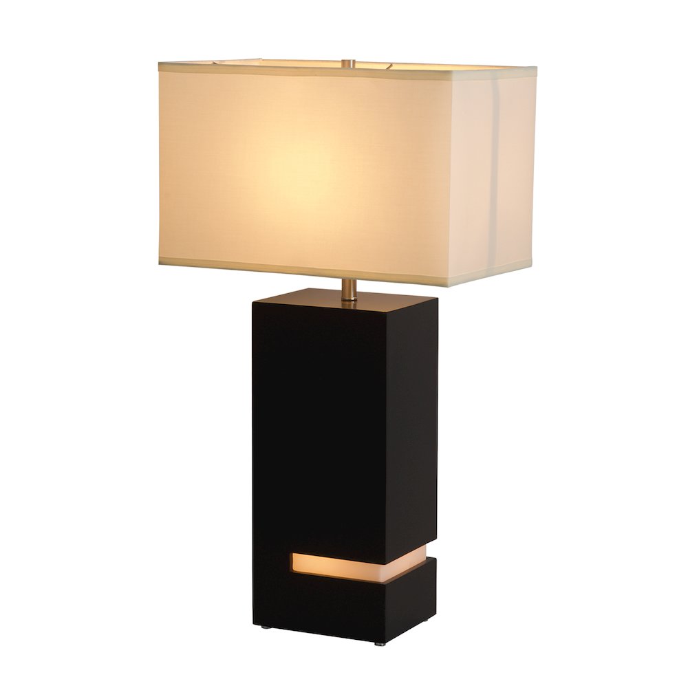 Zen Standing Table Lamp with Night Light - Dark Brown & Satin Nickel. Picture 7