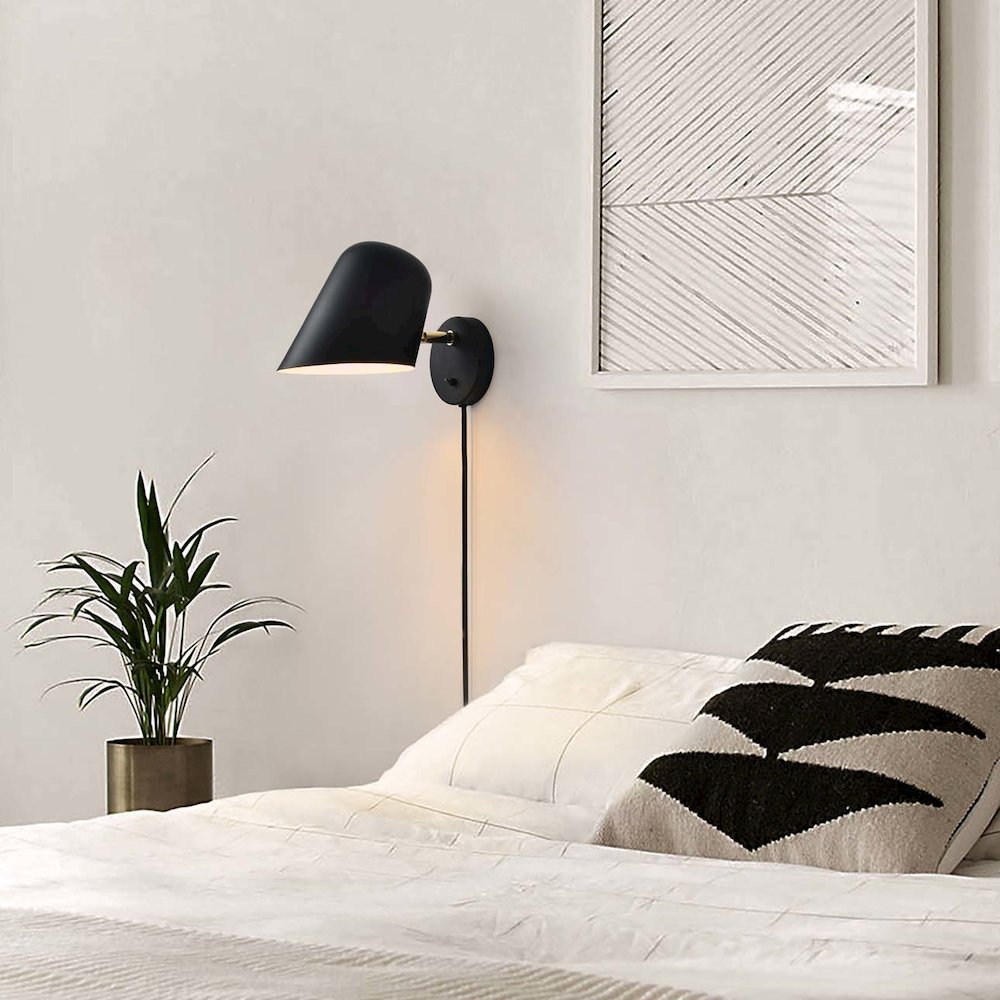 Culver Wall Sconce - Matte Black, plug-in. Picture 8