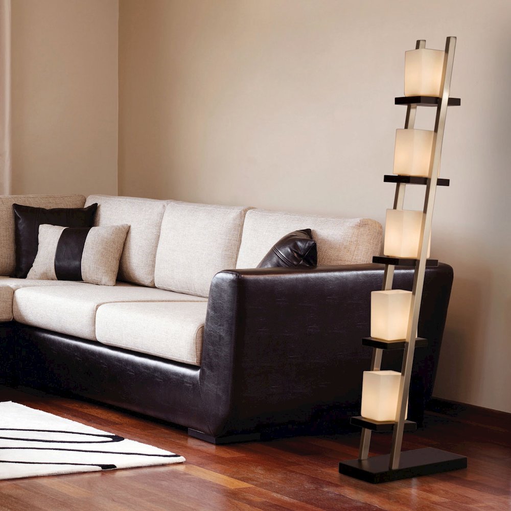 Escalier Floor Lamp - 61", Espresso & Brushed Nickel. Picture 1