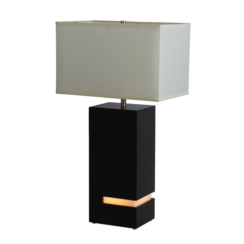 Zen Standing Table Lamp with Night Light - Dark Brown & Satin Nickel. Picture 3