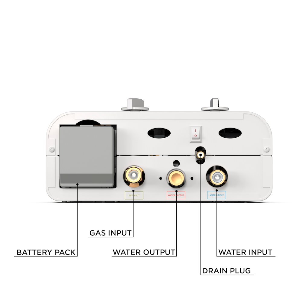 Portable Outdoor Tankless Water Heater EccoFlo Diaphragm 12V Pump and Strainer. Picture 16