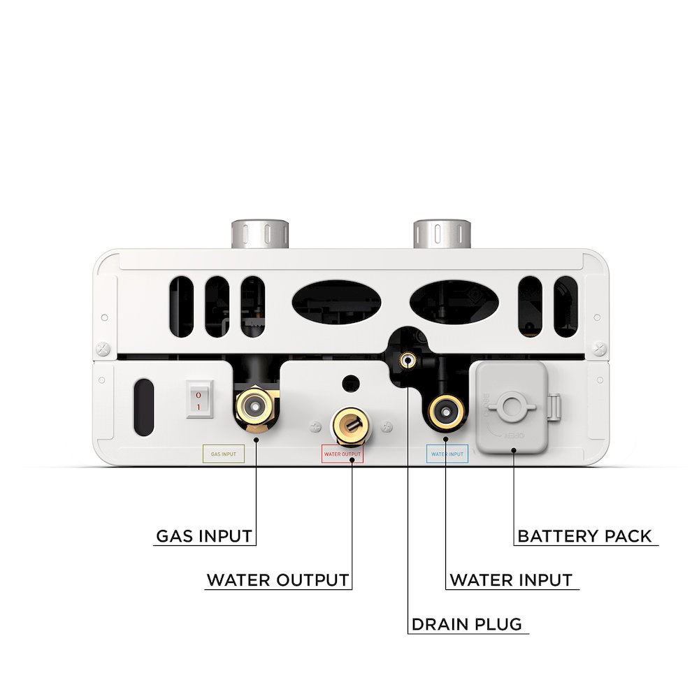 Portable Outdoor Tankless Water Heater EccoFlo Diaphragm 12V Pump and Strainer. Picture 7