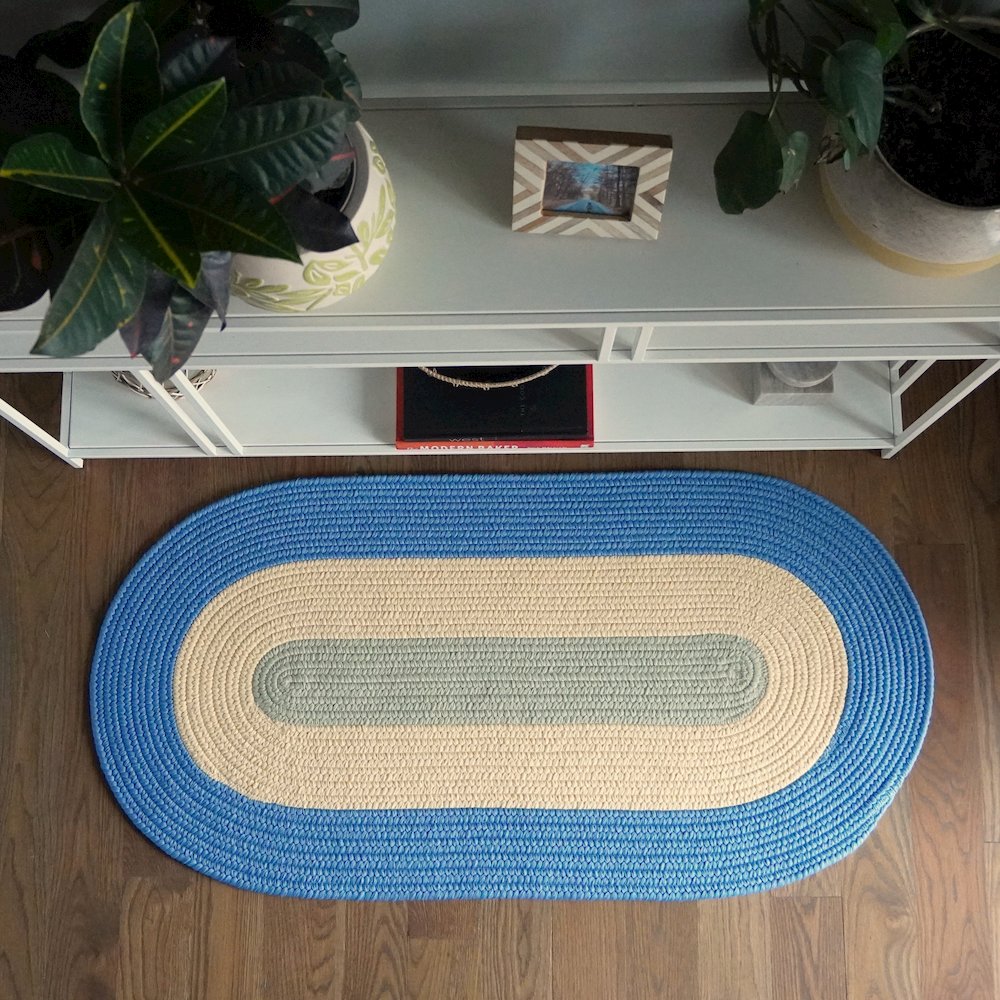 Melbourne Braid Round Rug - 5' x 5' Oasis Blue. Picture 2