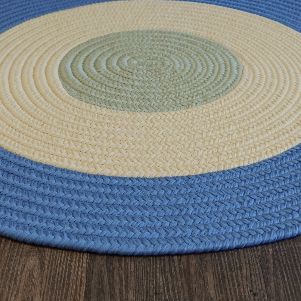 Melbourne Braid Round Rug - 5' x 5' Oasis Blue. Picture 4