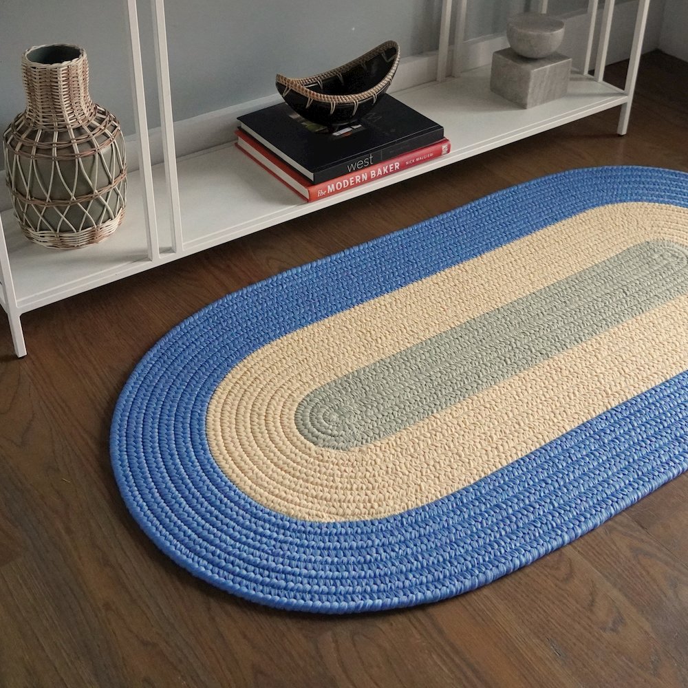 Melbourne Braid Round Rug - 5' x 5' Oasis Blue. Picture 7