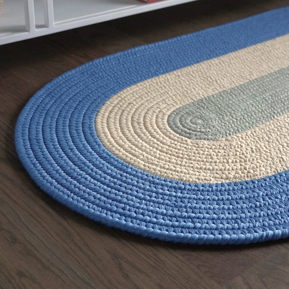 Melbourne Braid Round Rug - 5' x 5' Oasis Blue. Picture 8