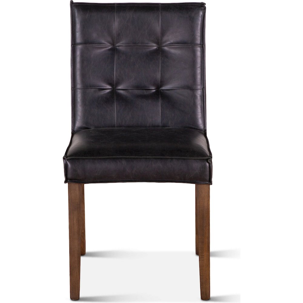 Aven Dining Chair in Black Leather with Light Legs. Picture 1