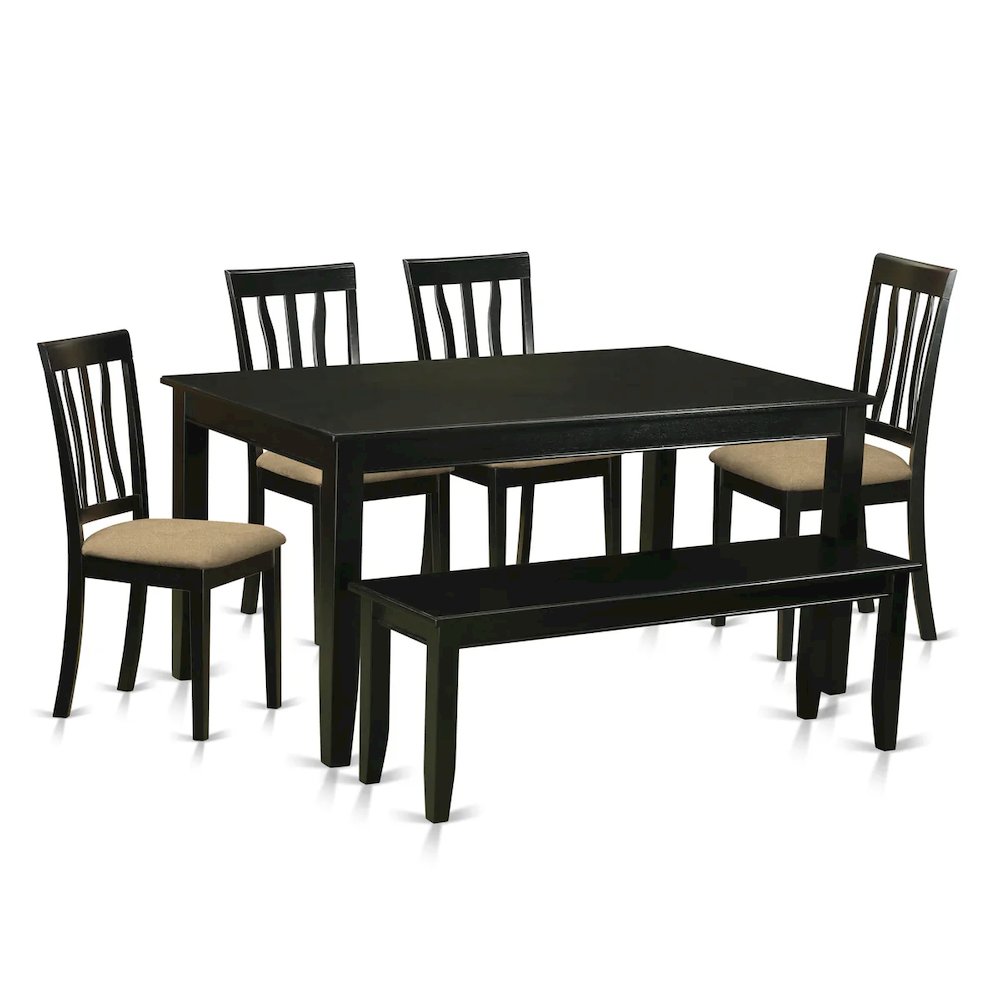 DUAN6-BLK-C 6 Pc Kitchen nook Dining set - Dinette Table and 4 Kitchen Dining Chairs in addition to Bench. Picture 1