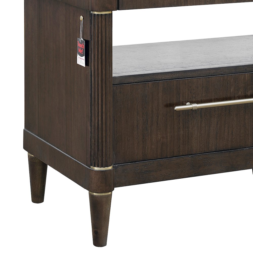 Asher Park Glass Top Bachelor's Chest, Piano Brown Finish. Picture 5