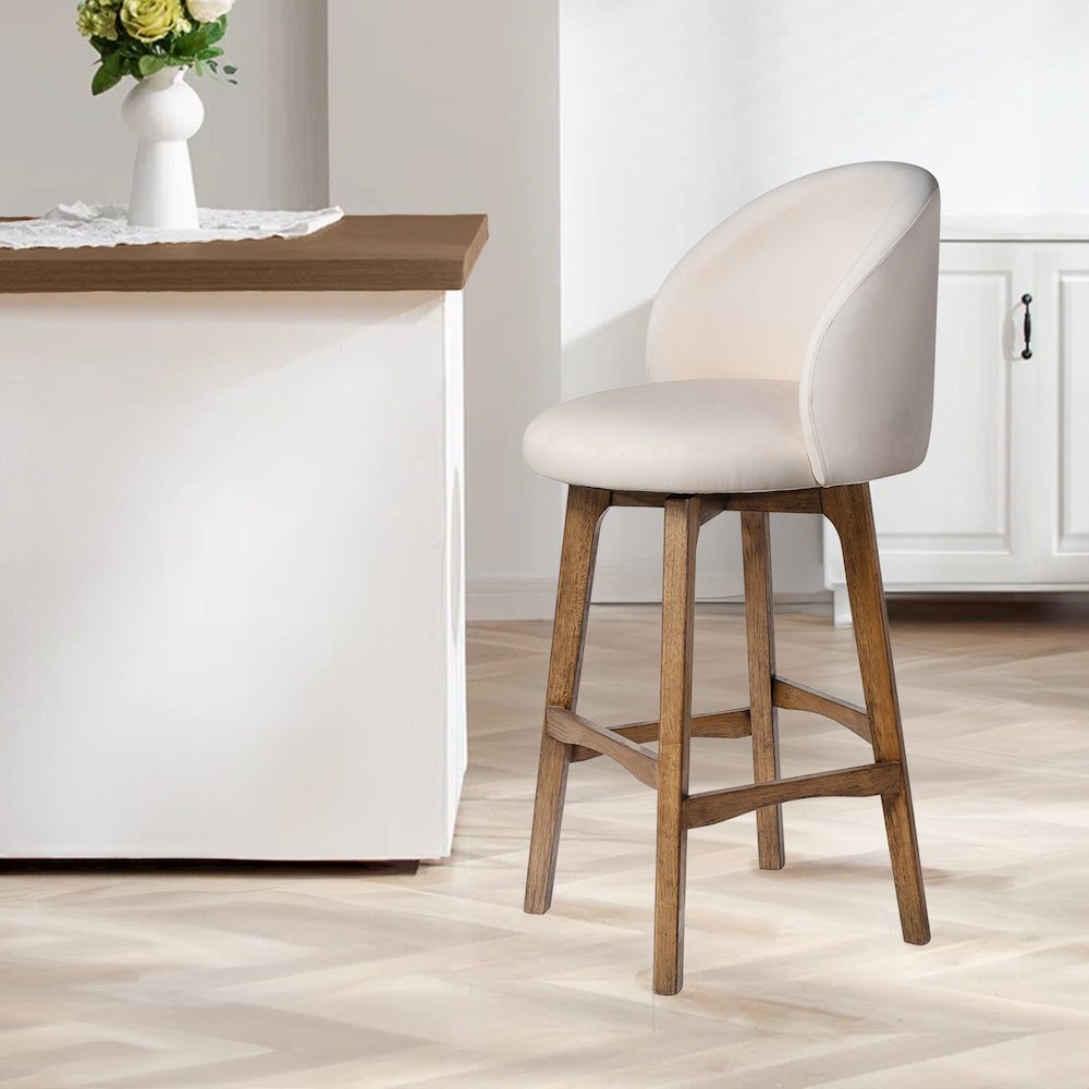 Garet Swivel Bar Stool - Rustic Natural Finish. Picture 3