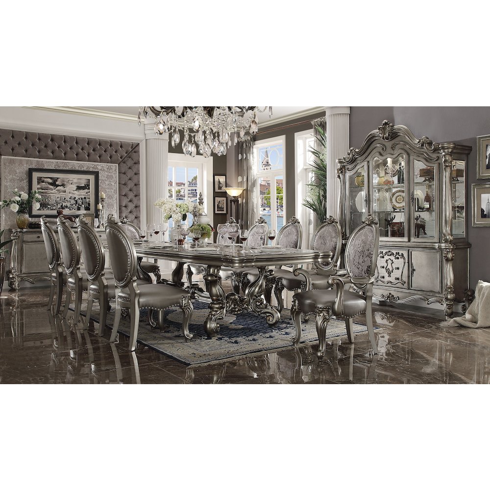 Silver and Antique Platinum Oval Back Side Chairs (Set of 2). Picture 3