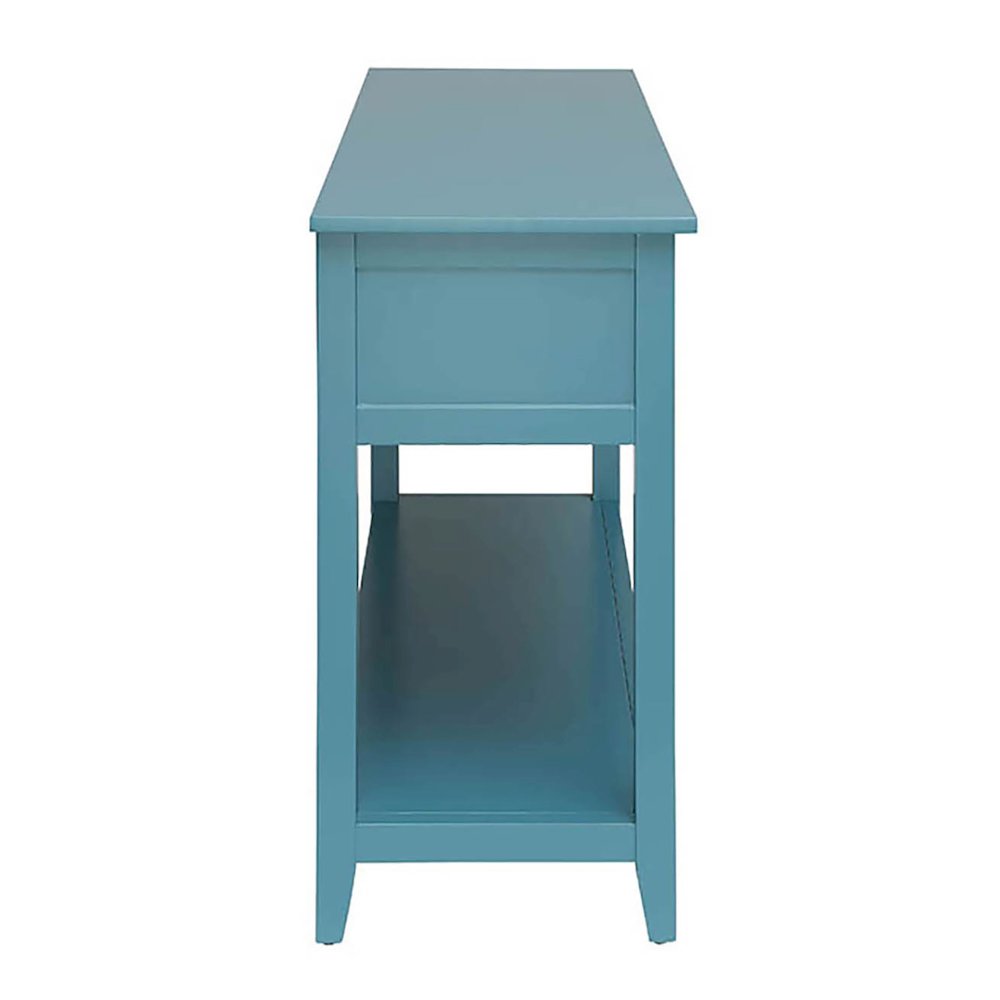 Teal Console Table with Bottom Shelf. Picture 3