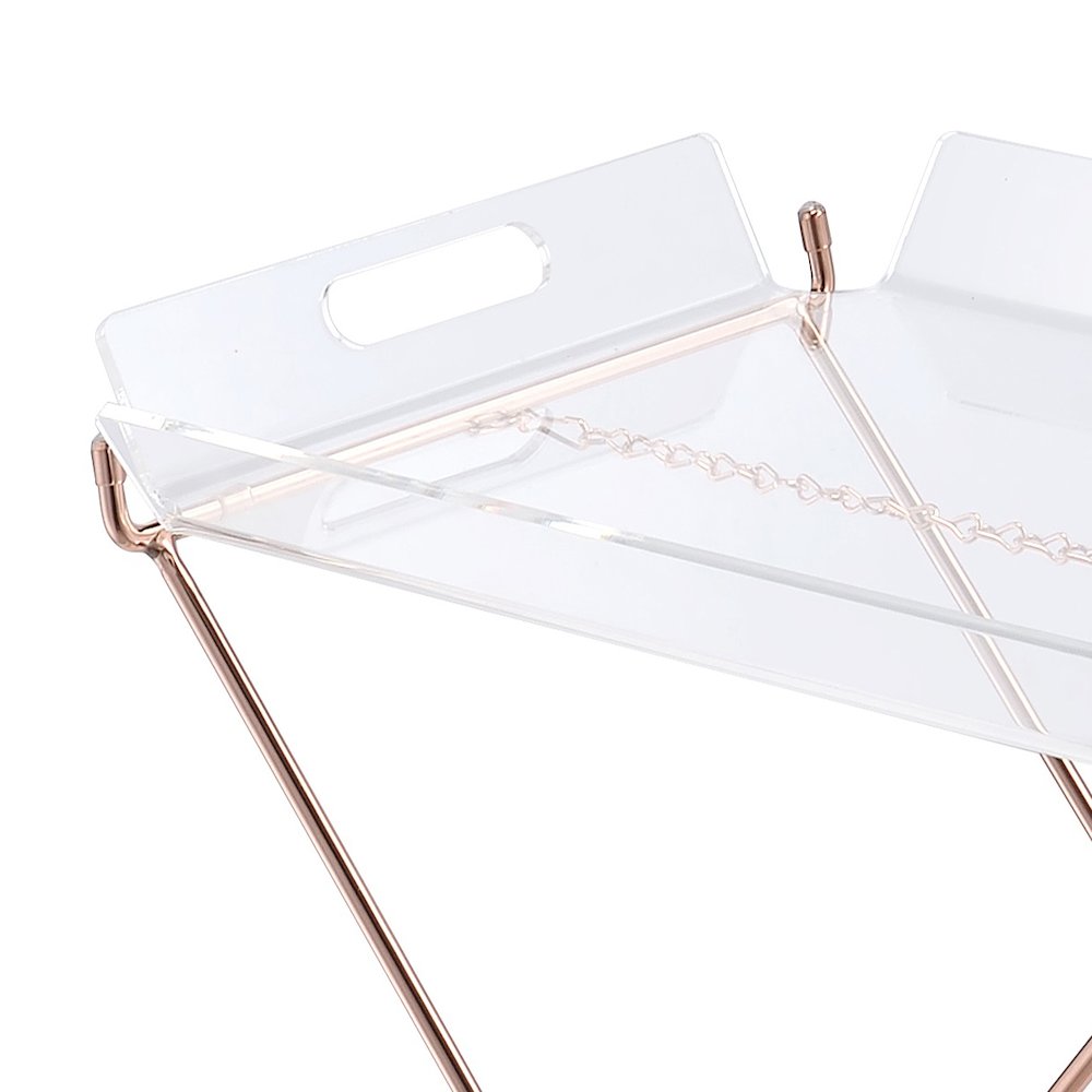 Clear and Copper Tray Table with Removable Tray. Picture 3