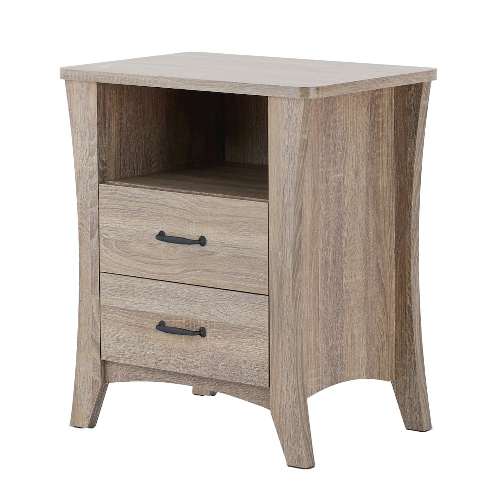 Nightstand with 2 Drawers and Open Shelving. Picture 1