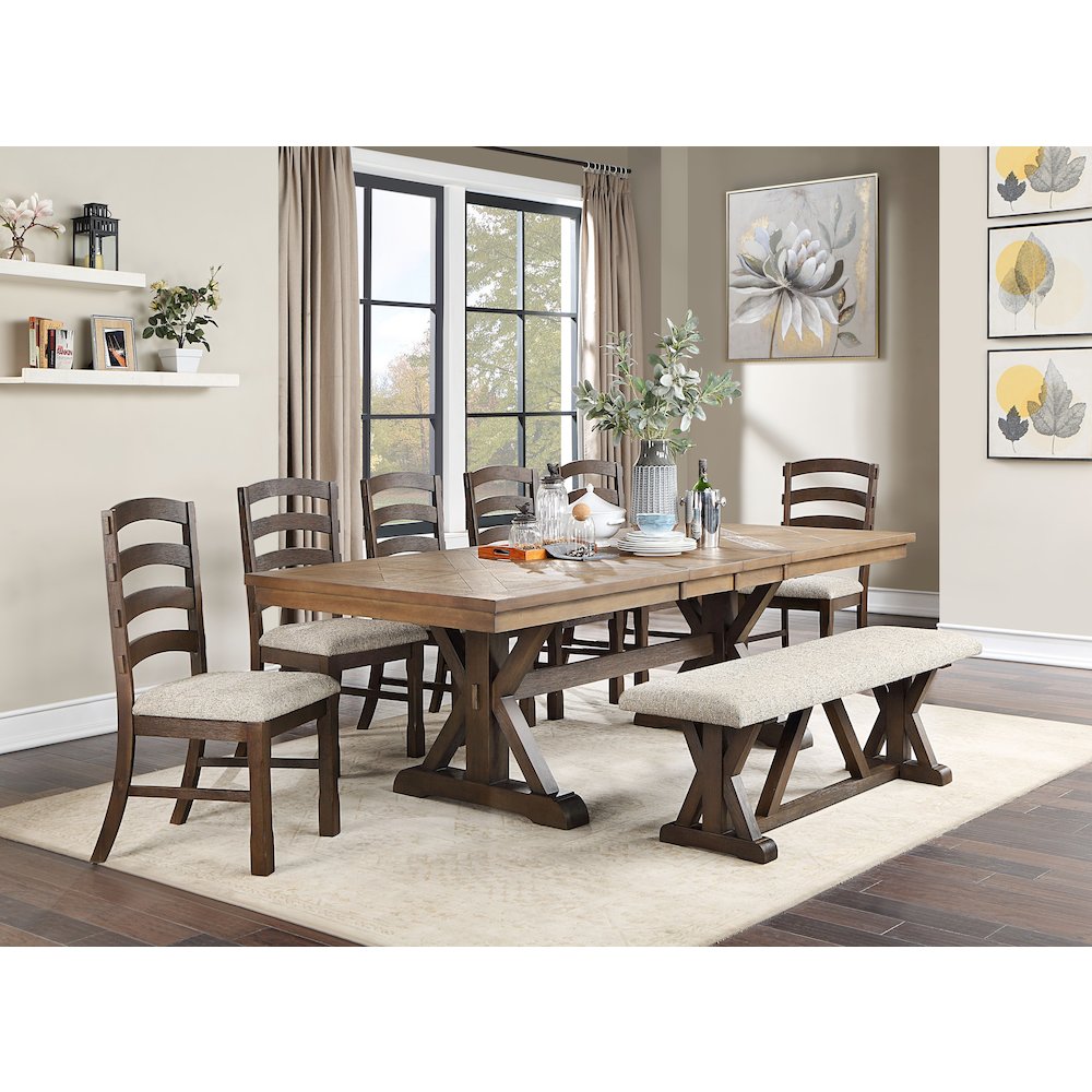 Grey and Rustic Brown Ladder Back Side Chairs (Set of 2). Picture 4