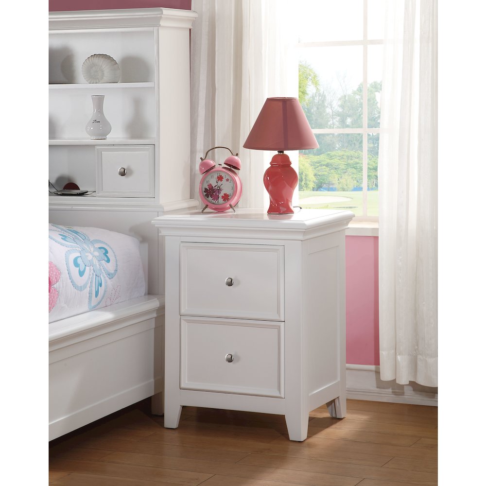 White 2-drawer Nightstand. Picture 5