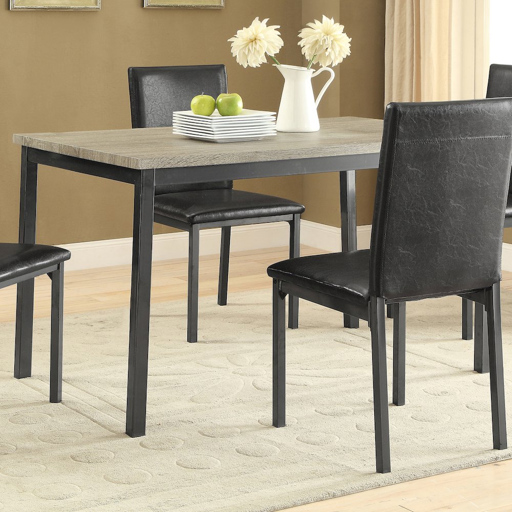 Grey and Black Casual Rectangle Dining Table. Picture 2