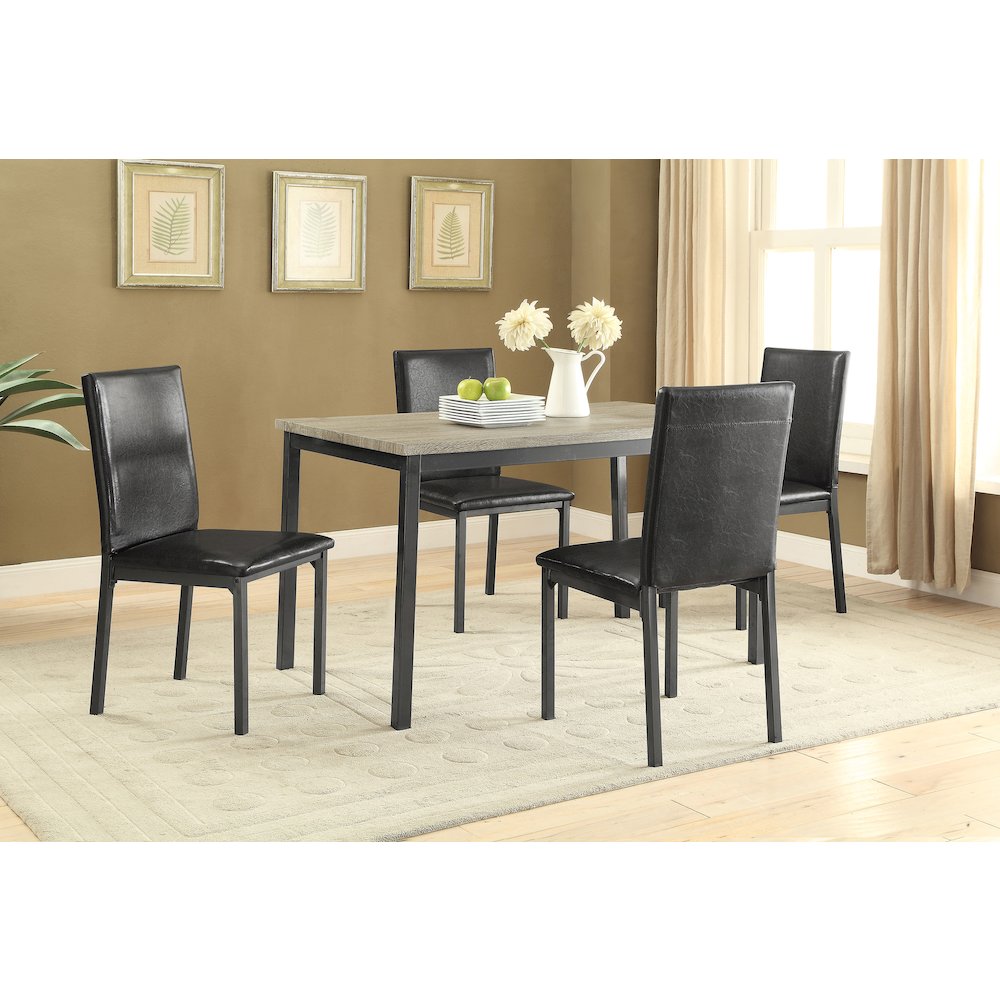 Grey and Black Casual Rectangle Dining Table. Picture 5