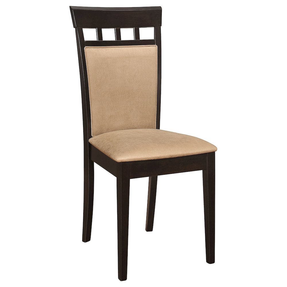 Beige Upholstered Wood Dining Chairs (Set of 2). Picture 3