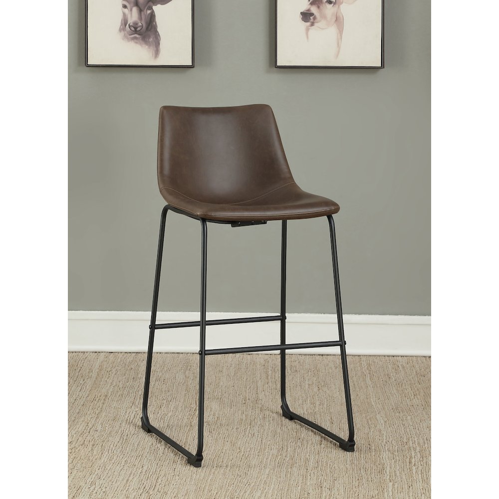Industrial Brown Faux Leather Stools (Set of 2). Picture 2