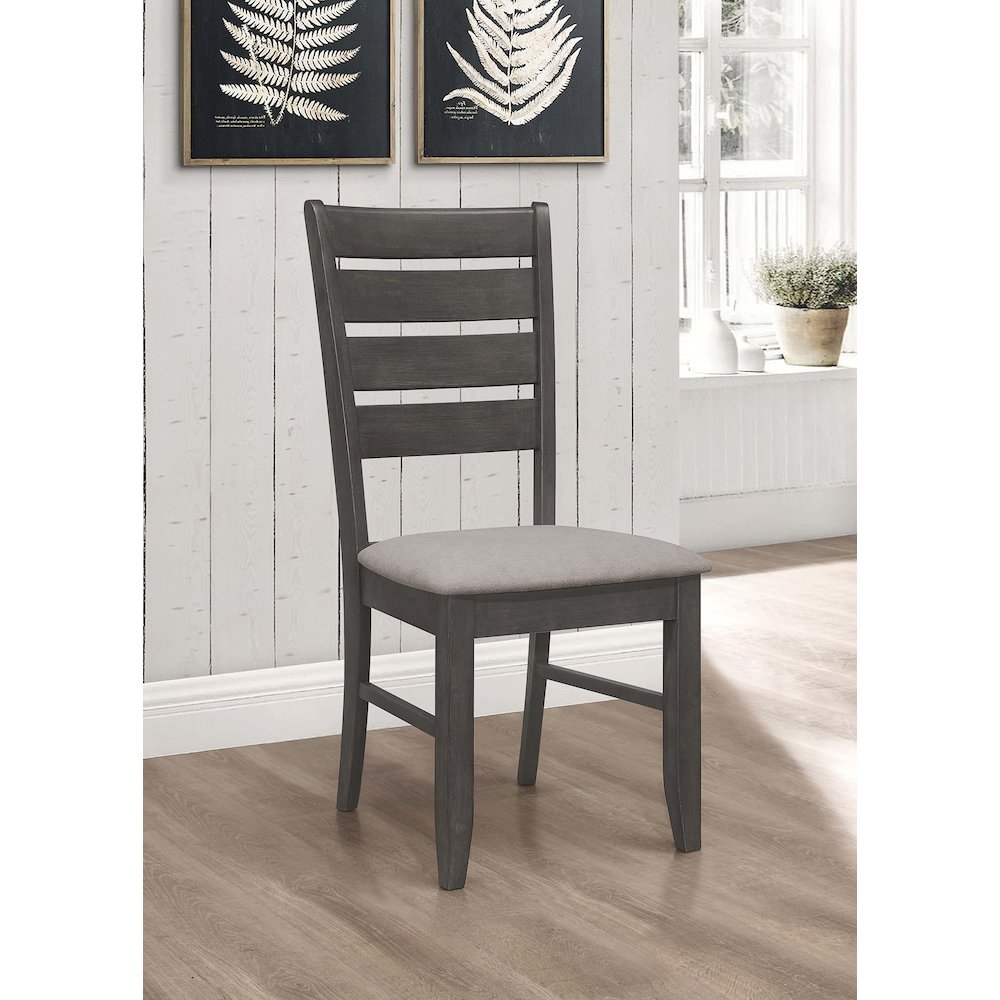 Grey and Dark Grey Padded Seat Side Chair (Set of 2). Picture 2