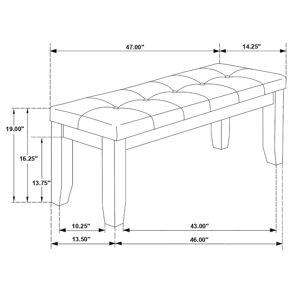 Cappuccino Tufted Dining Bench. Picture 8