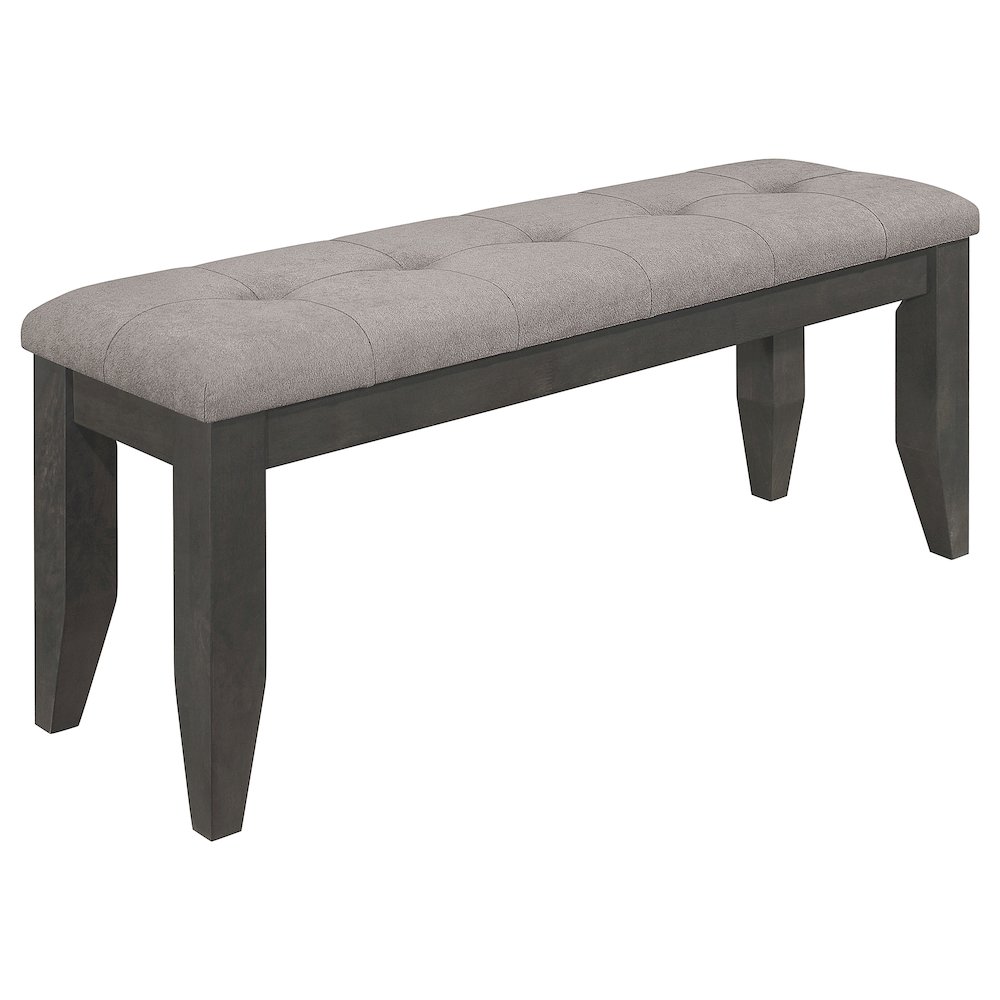 Grey and Dark Grey Tufted Upholstery Bench. Picture 1