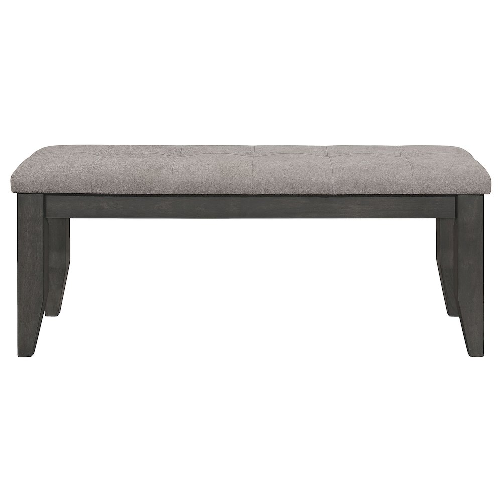 Grey and Dark Grey Tufted Upholstery Bench. Picture 3