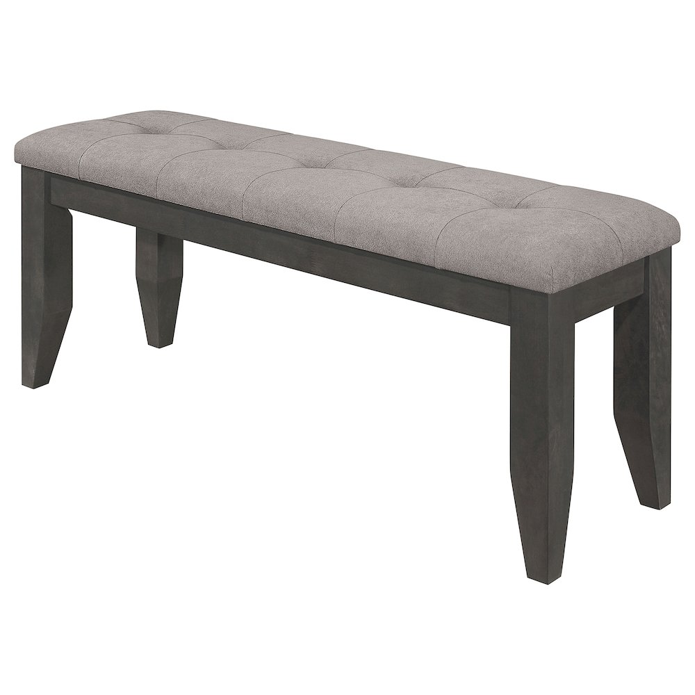 Grey and Dark Grey Tufted Upholstery Bench. Picture 4