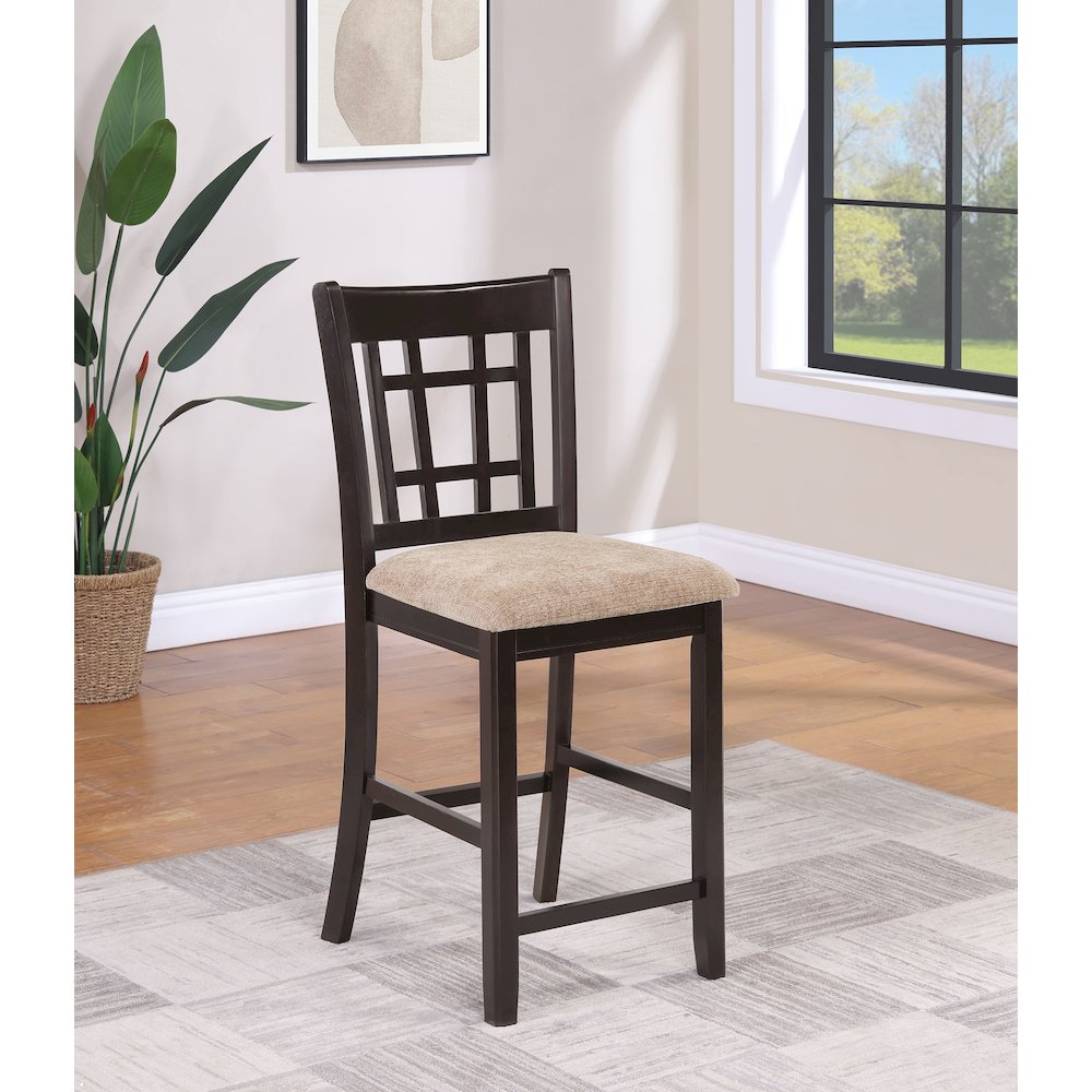 Tan and Espresso Counter Height Stools (Set of 2). Picture 2