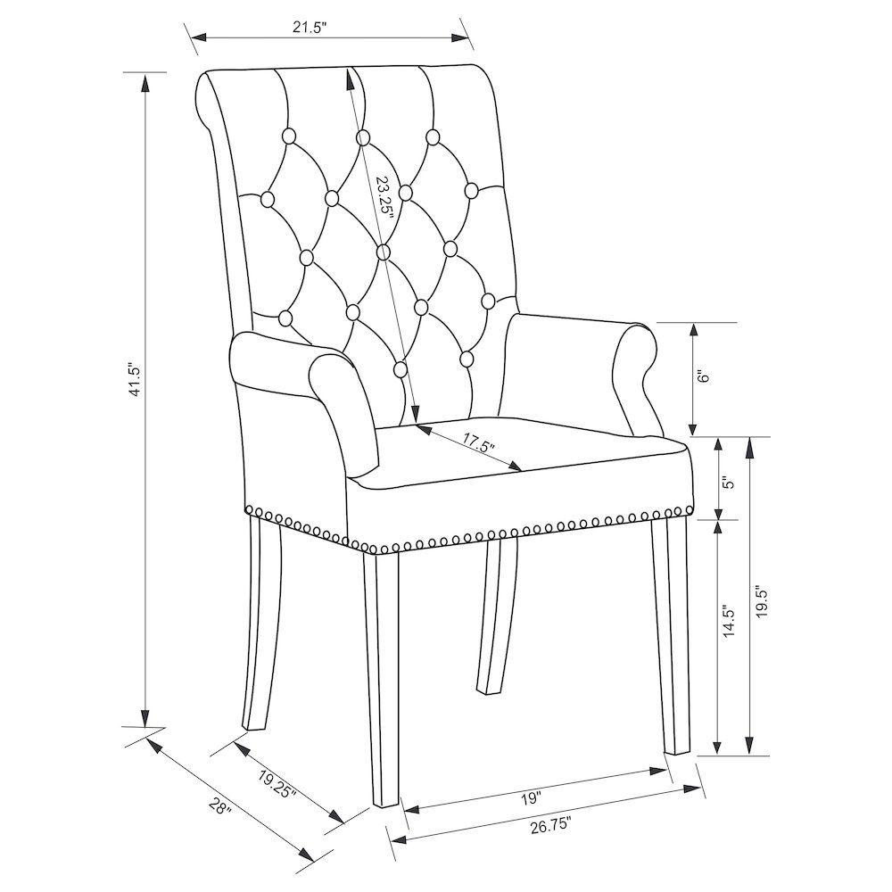 Traditional Tufted Upholstered Armchair. Picture 12