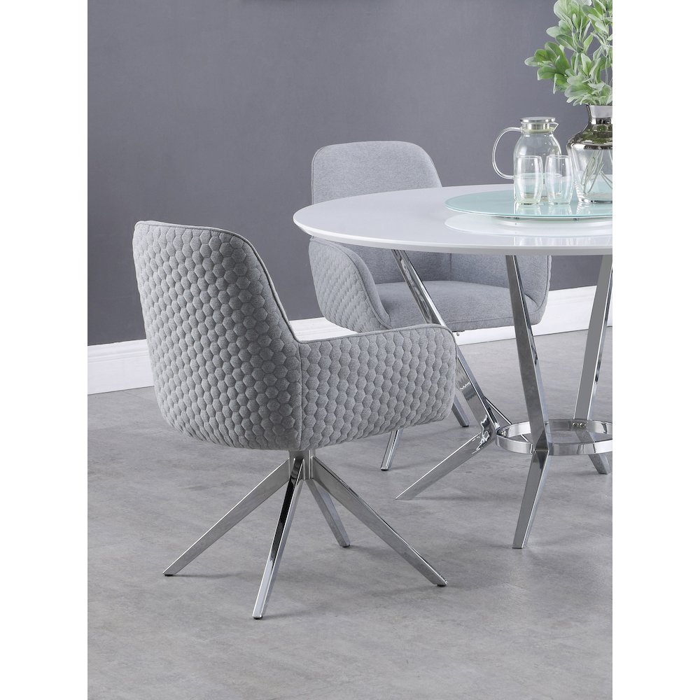 Light Grey and Chrome Flare Arm Side Chair. Picture 2