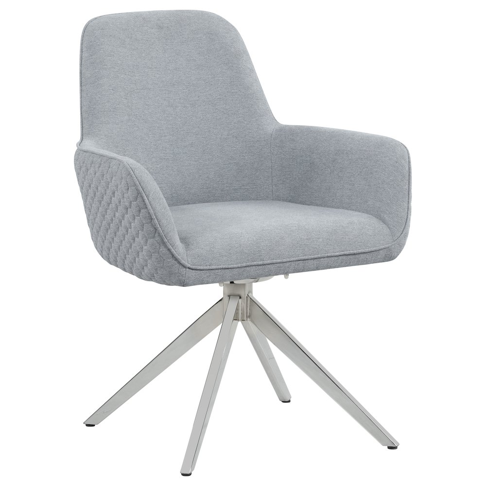 Light Grey and Chrome Flare Arm Side Chair. Picture 1