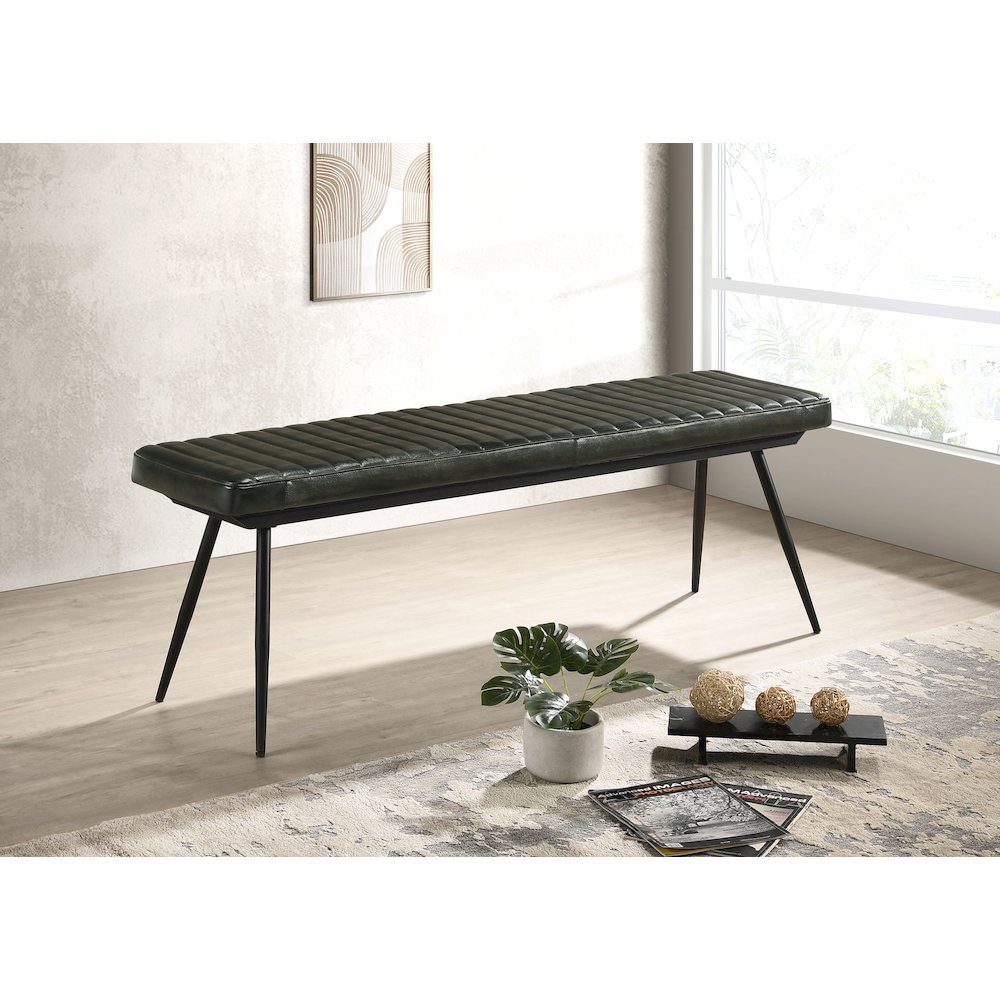 Upholstered Tufted Cushion Side Bench. Picture 1