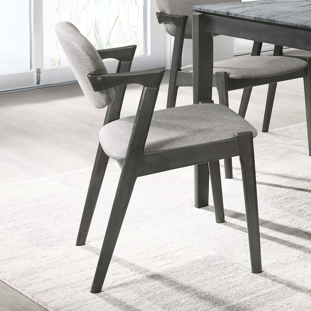 Brown Grey and Black Upholstered Dining Chairs (Set of 2). Picture 2