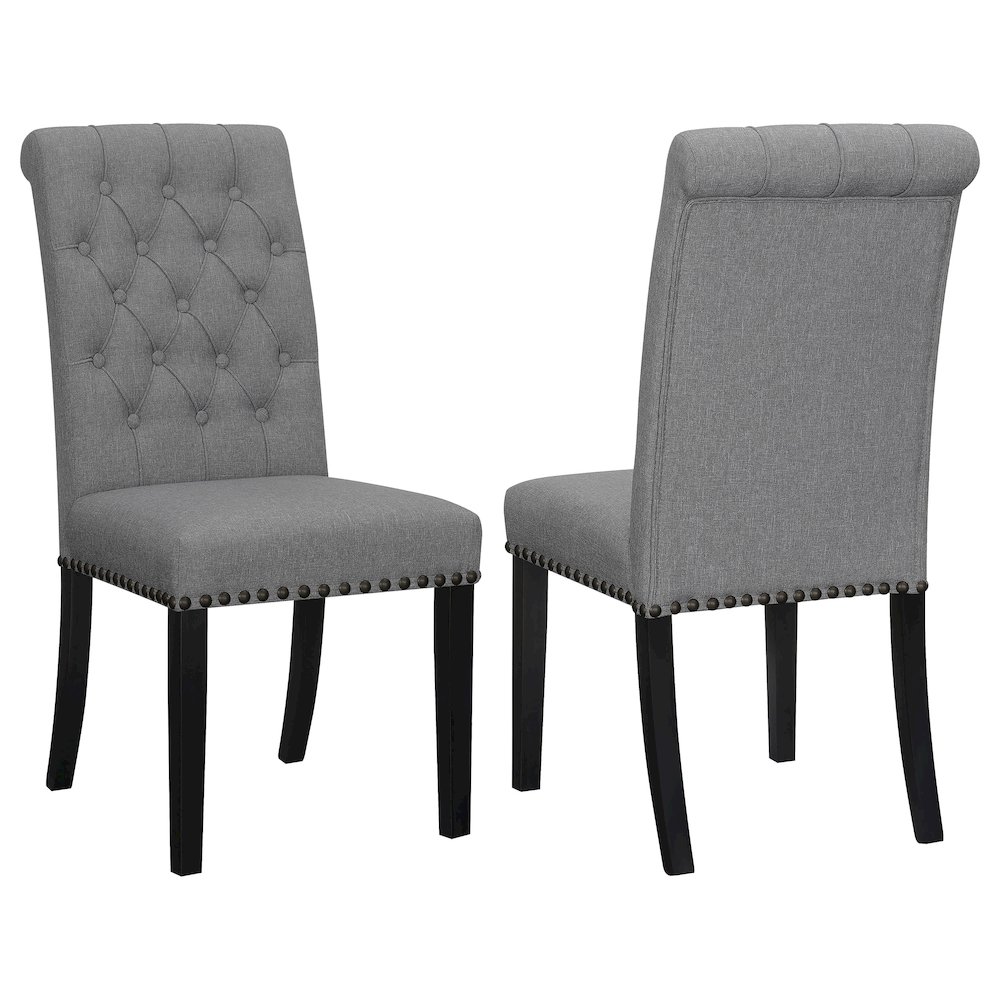 Upholstered Tufted Side Chairs with Nailhead Trim (Set of 2). Picture 1