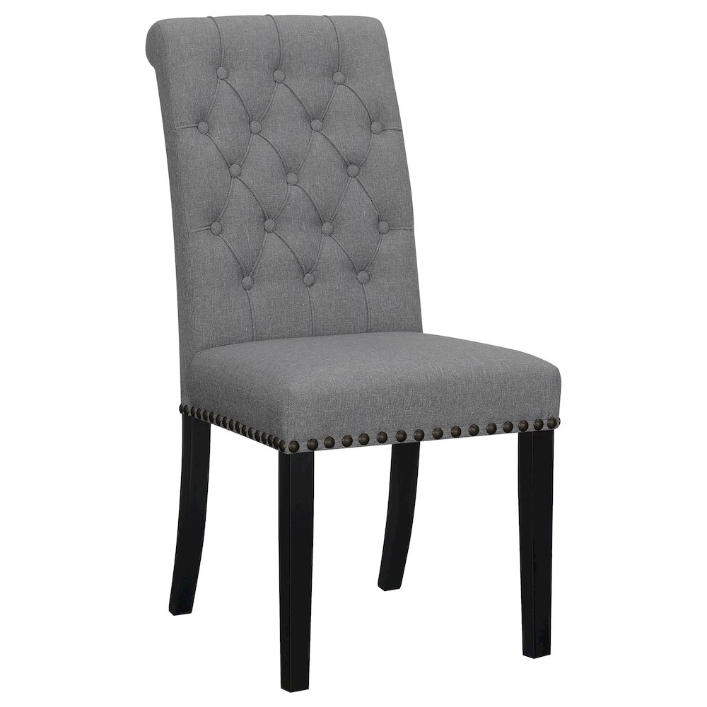 Upholstered Tufted Side Chairs with Nailhead Trim (Set of 2). Picture 3