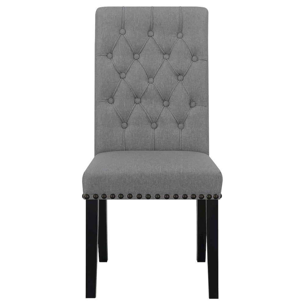 Upholstered Tufted Side Chairs with Nailhead Trim (Set of 2). Picture 4