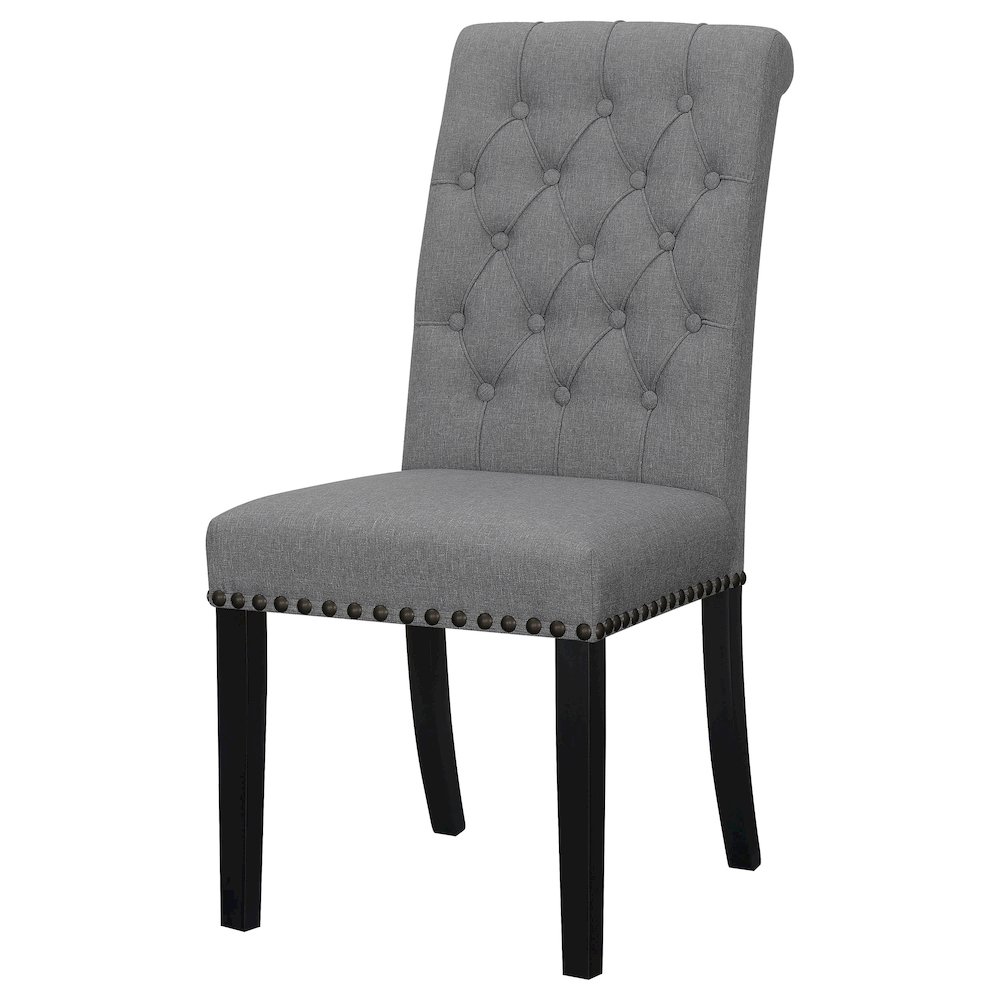 Upholstered Tufted Side Chairs with Nailhead Trim (Set of 2). Picture 5