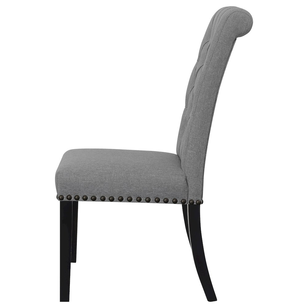 Upholstered Tufted Side Chairs with Nailhead Trim (Set of 2). Picture 6
