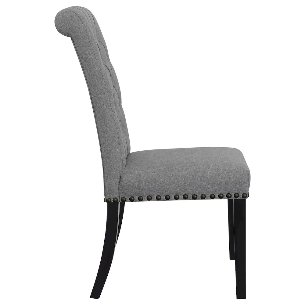 Upholstered Tufted Side Chairs with Nailhead Trim (Set of 2). Picture 9