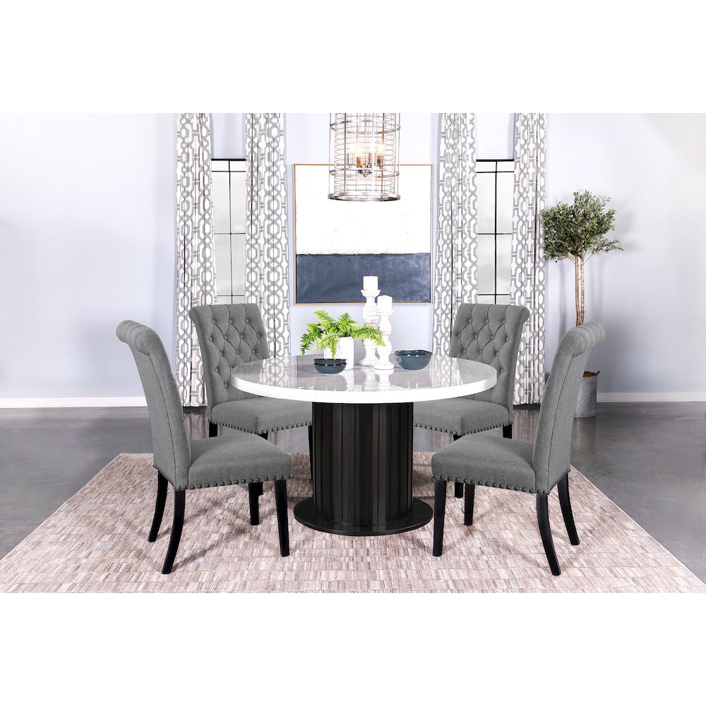 Upholstered Tufted Side Chairs with Nailhead Trim (Set of 2). Picture 14