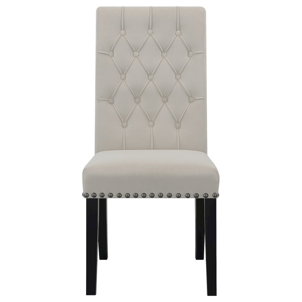 Upholstered Tufted Side Chairs with Nailhead Trim (Set of 2). Picture 4