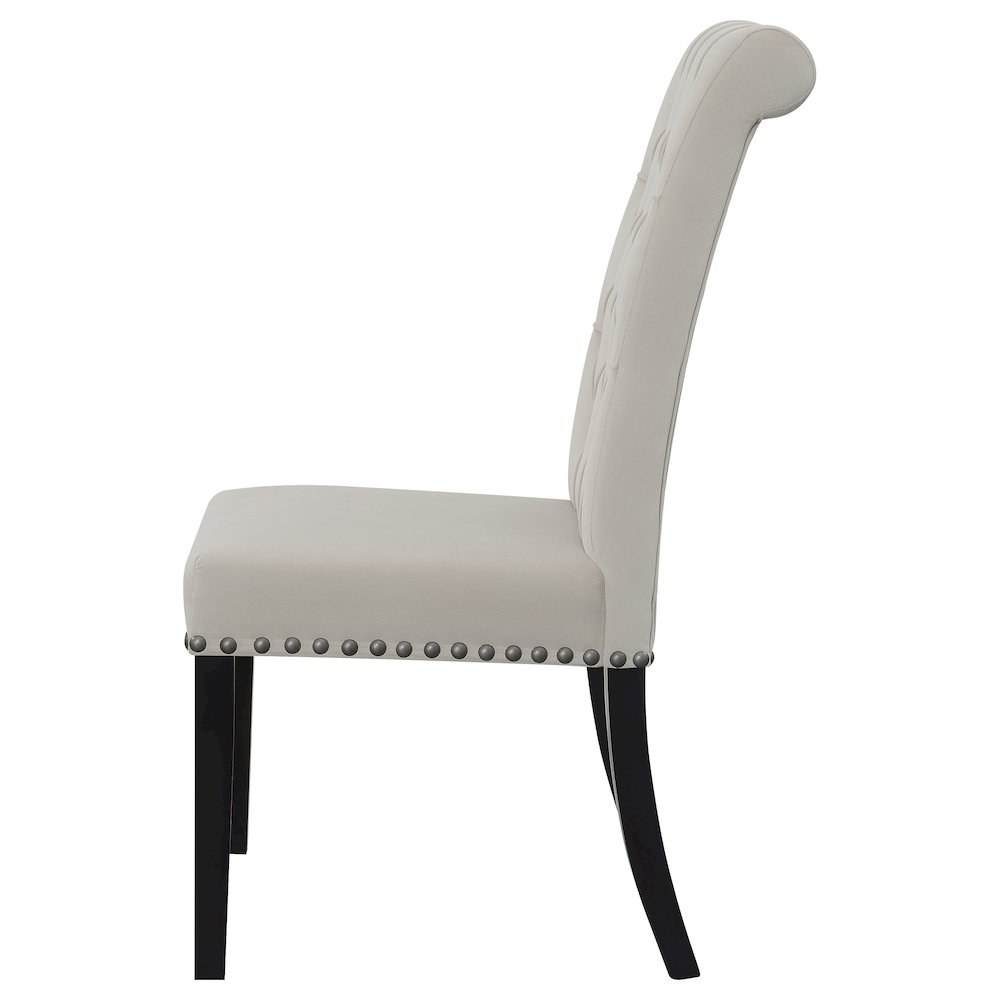Upholstered Tufted Side Chairs with Nailhead Trim (Set of 2). Picture 6