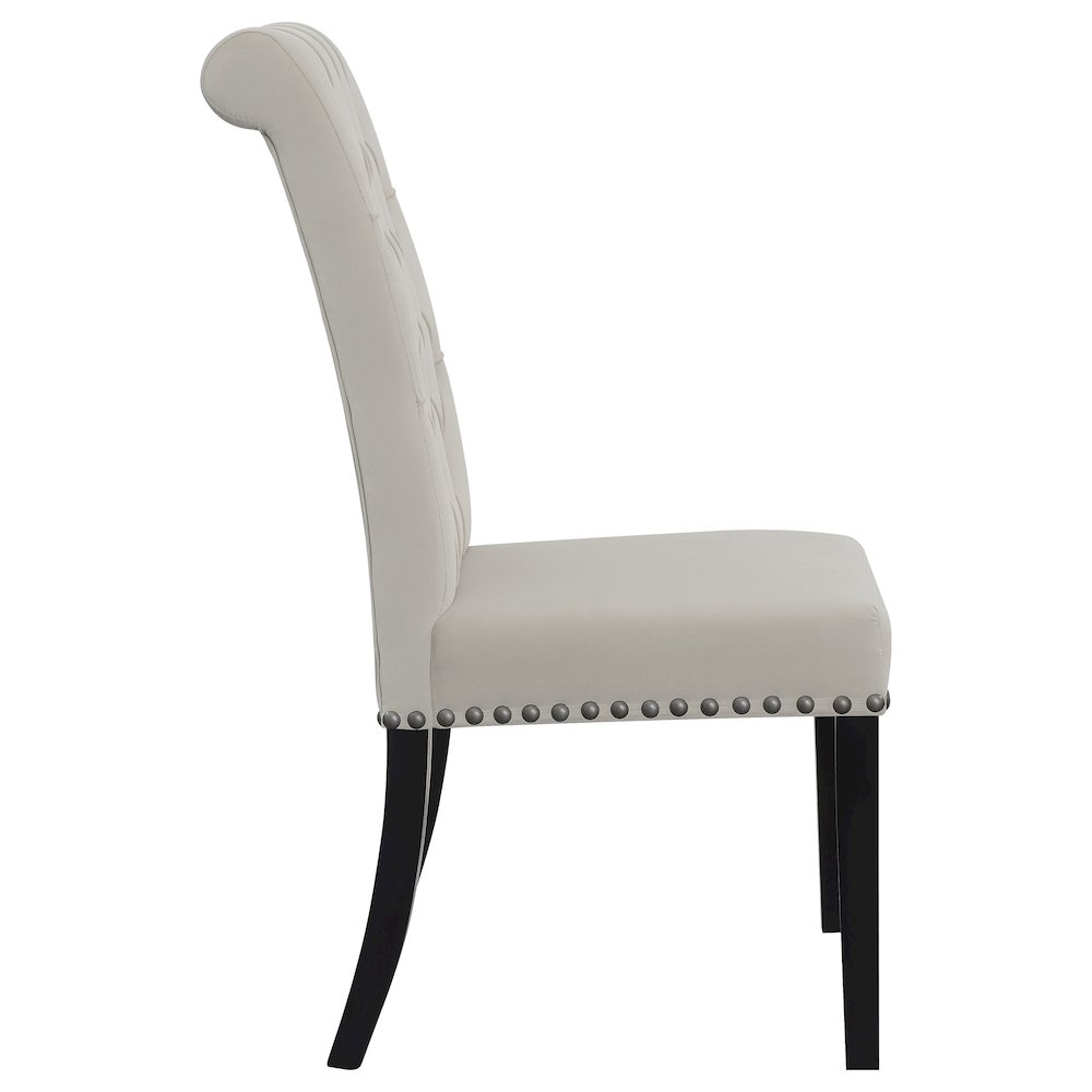 Upholstered Tufted Side Chairs with Nailhead Trim (Set of 2). Picture 9