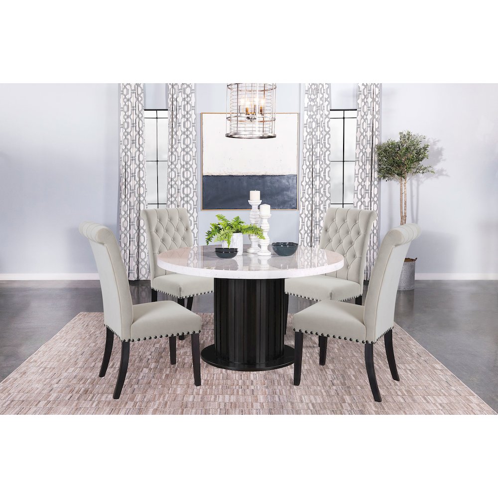 Upholstered Tufted Side Chairs with Nailhead Trim (Set of 2). Picture 14