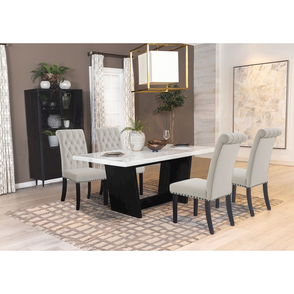 Upholstered Tufted Side Chairs with Nailhead Trim (Set of 2). Picture 15