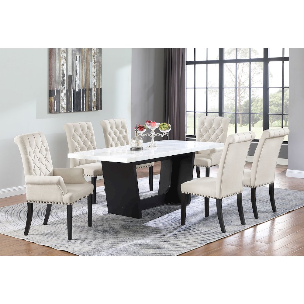 Upholstered Tufted Side Chairs with Nailhead Trim (Set of 2). Picture 16