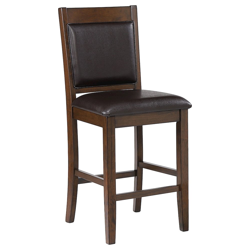 Brown and Walnut Upholstered Counter Height Stools (Set of 2). Picture 3