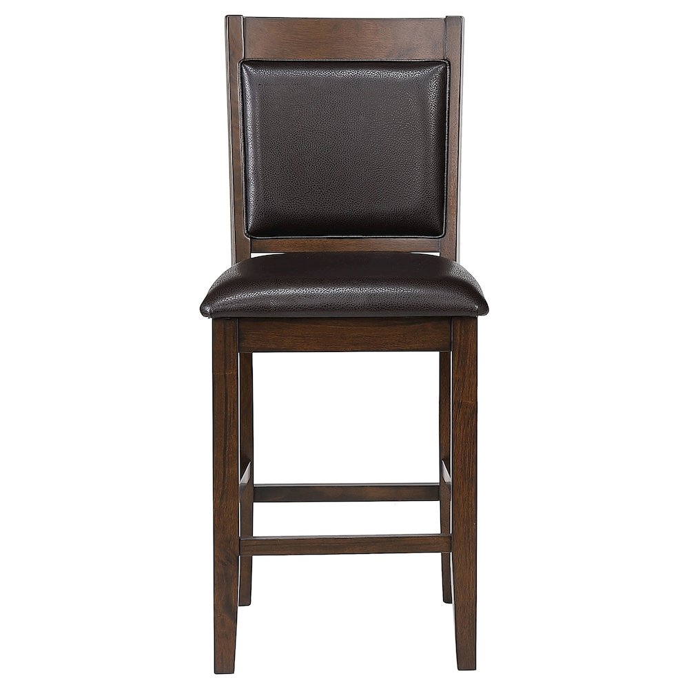 Brown and Walnut Upholstered Counter Height Stools (Set of 2). Picture 4